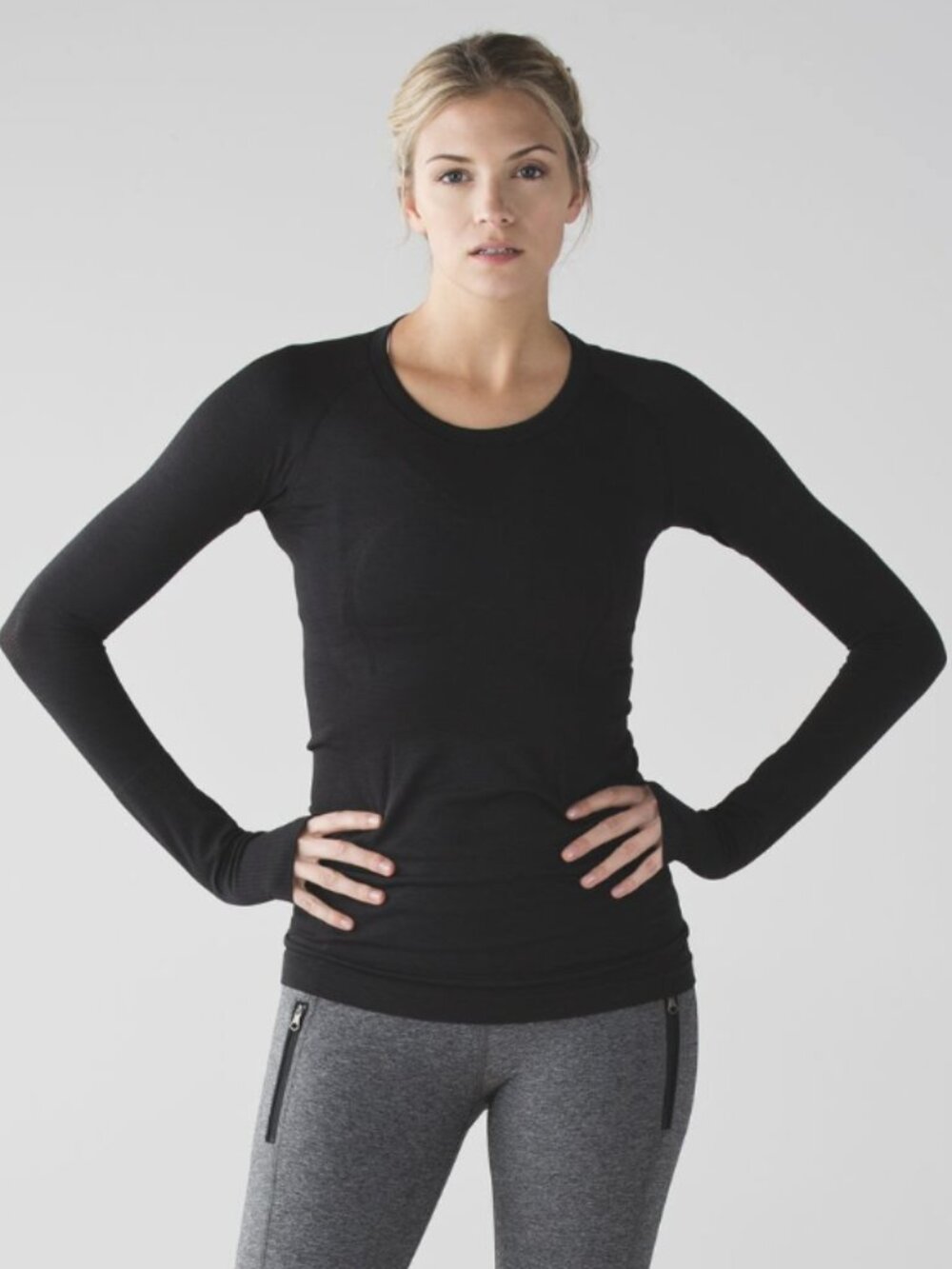 LULULEMON Swiftly Tech Long Sleeve Crew Top Black US 6 Athleisure Running Gym